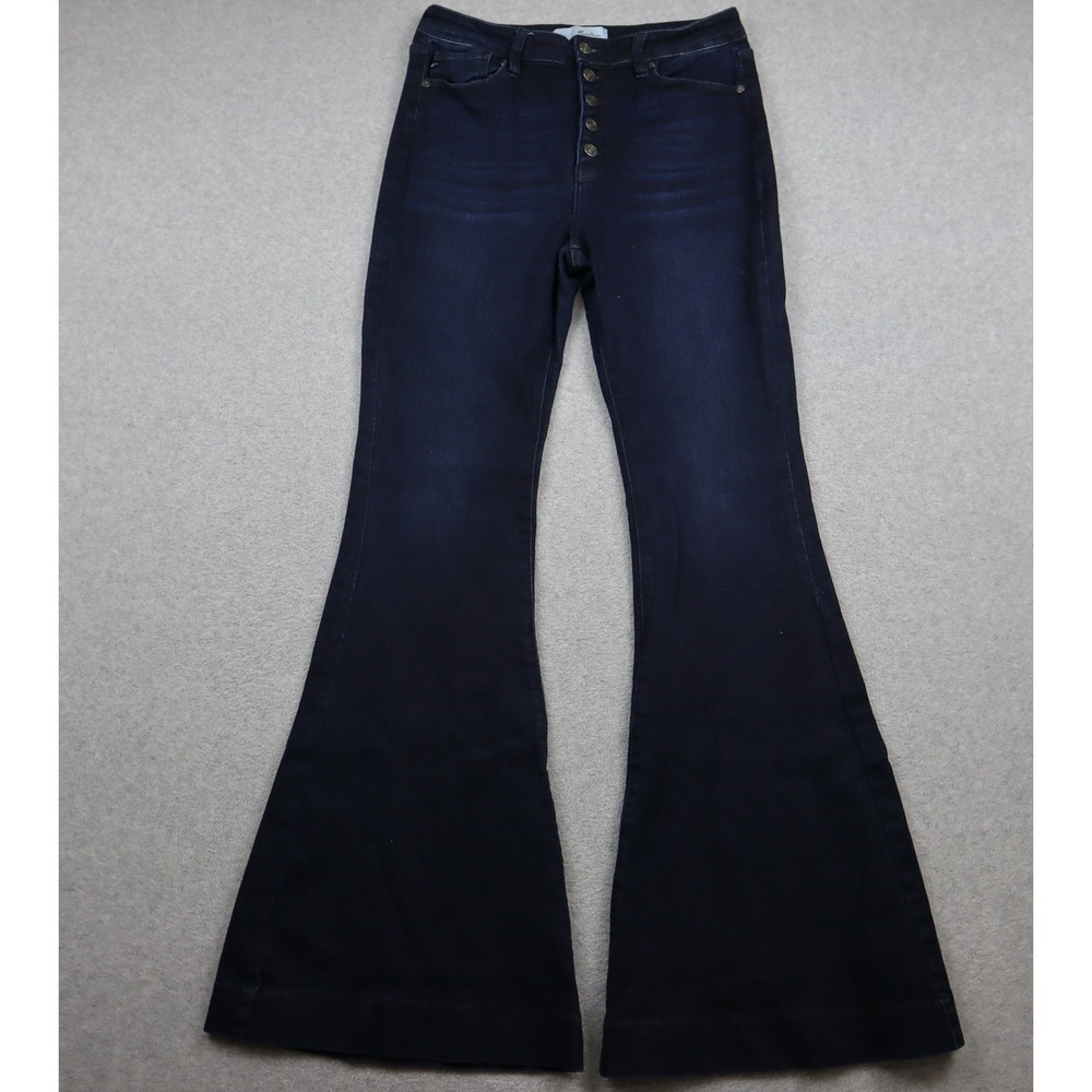 Kancan Flare Jeans Womens 11/29 High Rise Button Fly Dark Wash Denim KC7397D